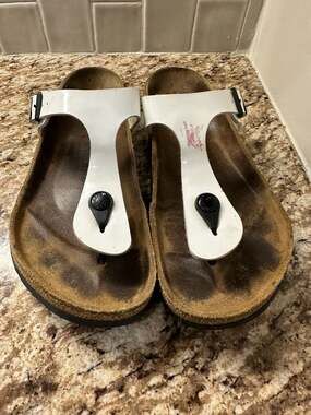 Birkenstock Gizeh Birko-Flor Thong Sandals White Women's Size 39